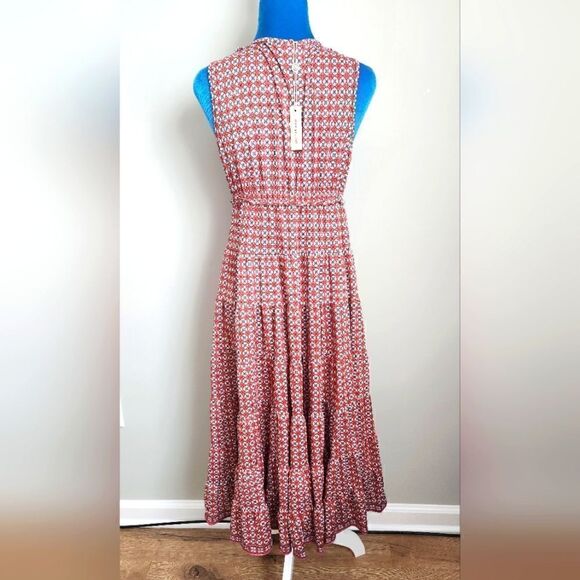 MAX STUDIO Summer Midi Tiered Dress Size  S Surplice Sleeveless Textured Jersey - Picture 3 of 5